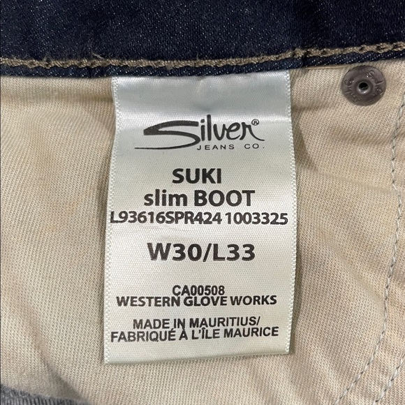 Silver Jeans Co Suki Slim Boot Jeans Blue Dark Wash Stretch Denim Mid Rise 30x33 - Picture 8 of 11